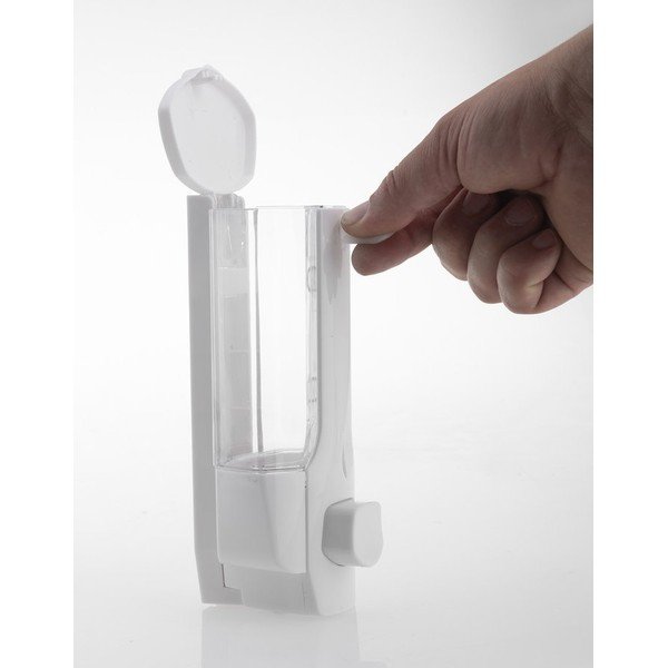 Dispenser per sapone in plastica da parete in argento lucido 350 ml Aqualine  – Sapho-image-1