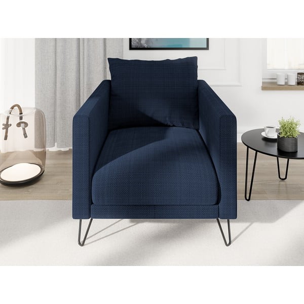 Poltrona blu scuro con rivestimento in ciniglia Freya – Ropez-image-1