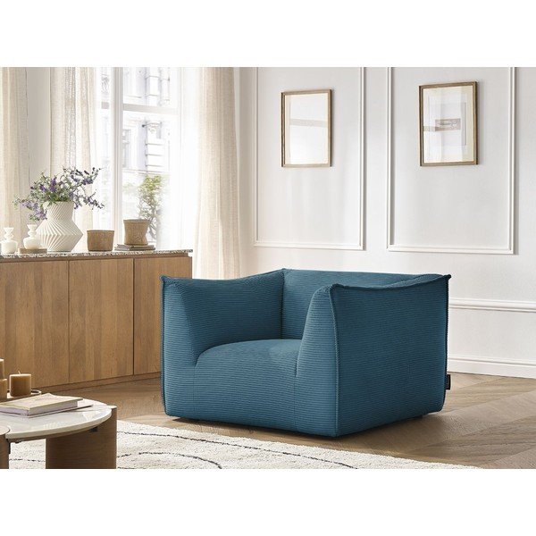 Poltrona blu con rivestimento in velluto a coste Giorgia – Bobochic Paris-image-1