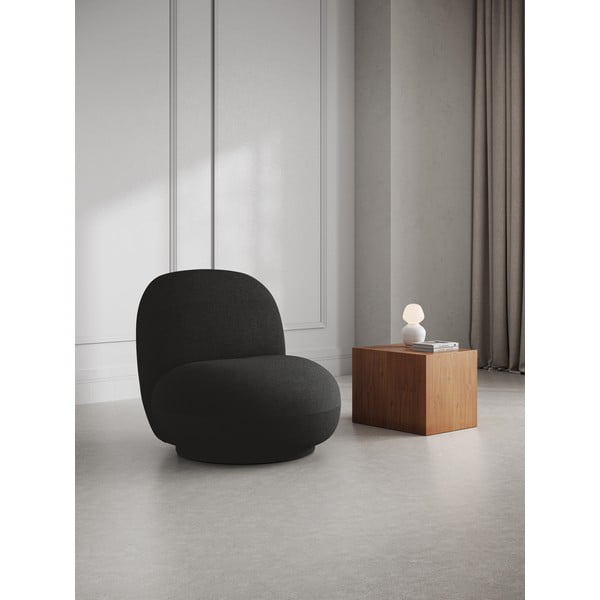 Poltrona nera in tessuto bouclé Chuck - Micadoni Home-image-1