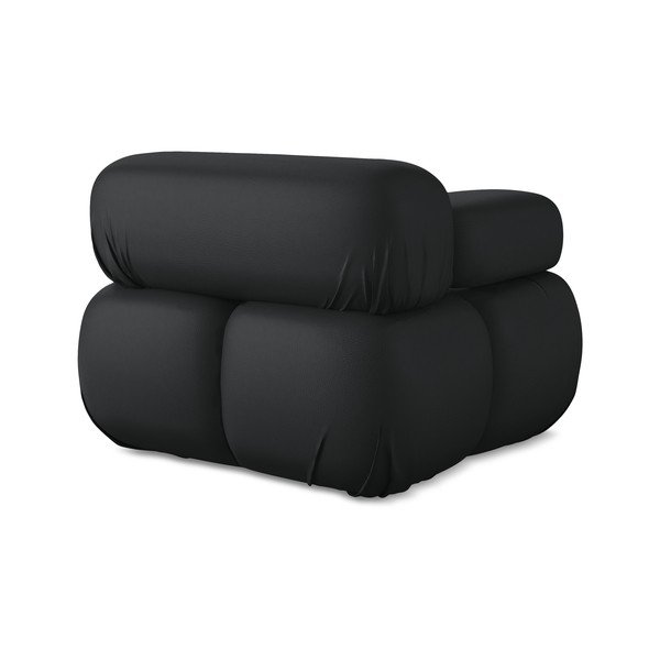 Parte divano componibile nero (con penisola a sinistra) con rivestimento in finta pelle Lokua – Makamii-image-4