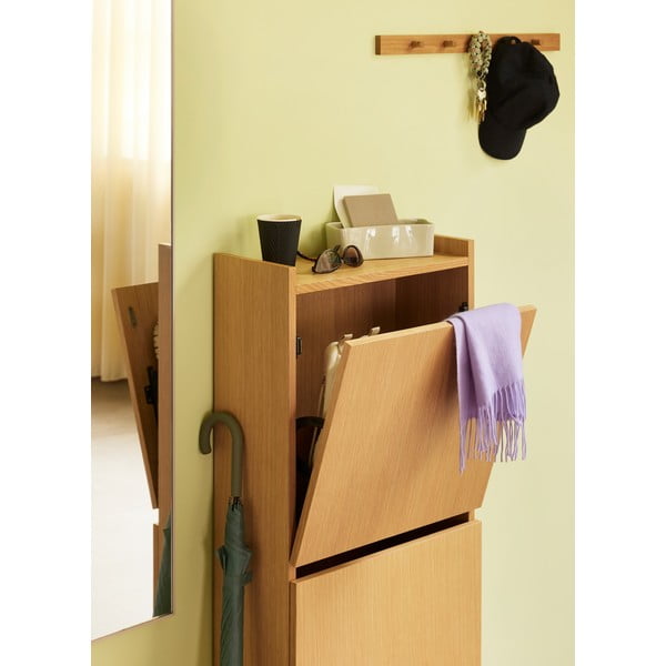 Attaccapanni da parete di colore naturale con effetto rovere 60 cm Cosplay - Hübsch-image-1