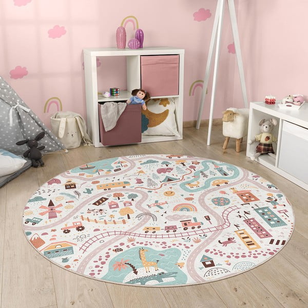 Tappeto da gioco per bambini lavabile ø100 cm Furry World – Mila Home-image-4
