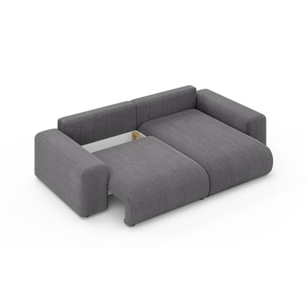 Divano angolare grigio allungabile/con contenitore (con composizione variabile) con rivestimento in velluto a coste Luma – Ropez-image-4