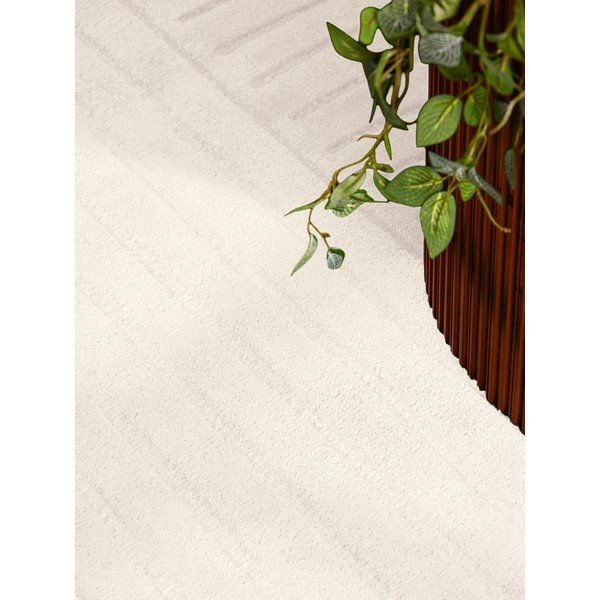 Tappeto rotondo color crema in lana tessuto a mano ø 120 cm Arcura – Vikosa-image-3
