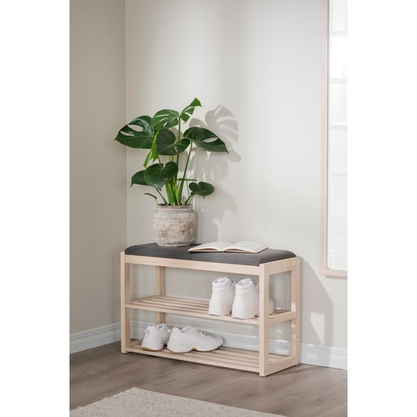 Scarpiera nera in legno di quercia con panca Confetti - Rowico-image-4