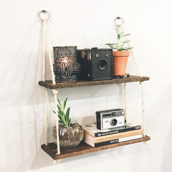 Mensola sospesa in legno Stringy - Evila Originals-image-1