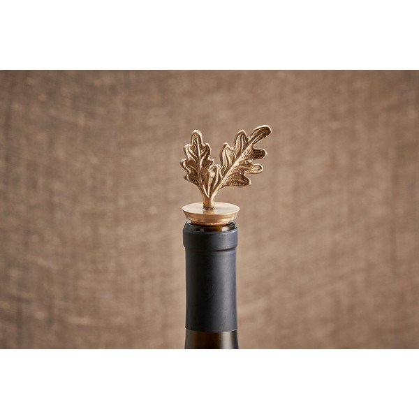 Tappo per vino in sughero e ottone Foglia di quercia - Nkuku-image-1