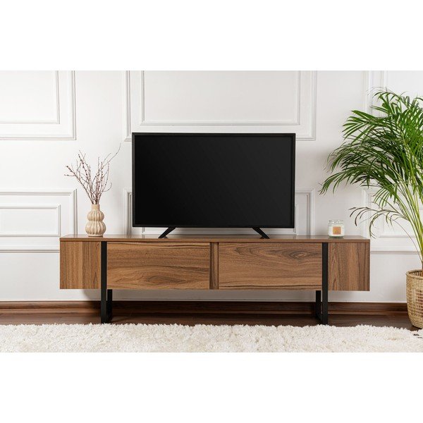 Mobile TV colore naturale scuro con effetto noce 180x50x29,5 cm Serenity – Kalune Design-image-1