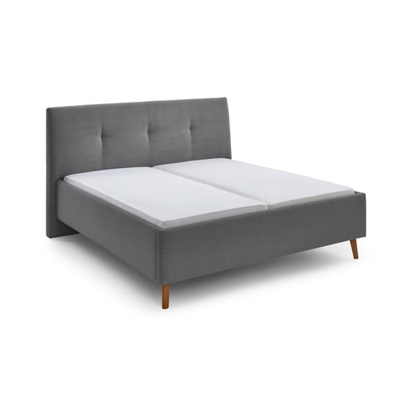 Letto matrimoniale imbottito grigio con contenitore con griglia 180x200 cm Madea - Meise Möbel