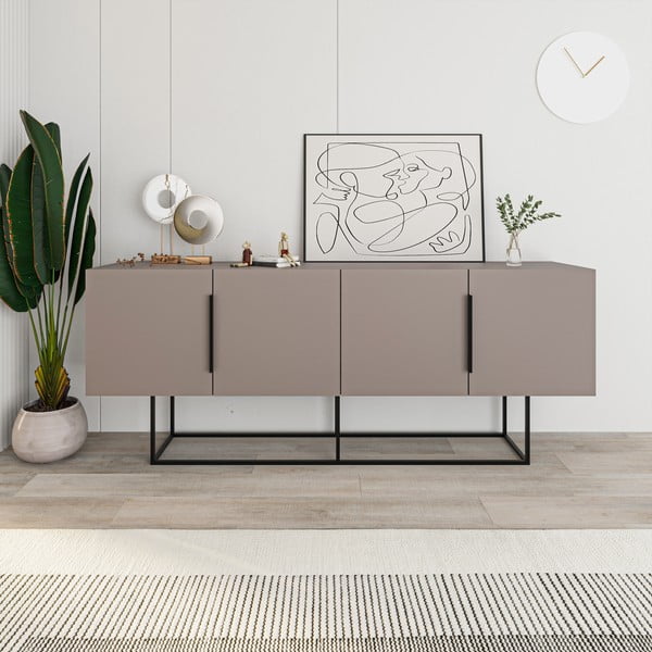 Cassettiera bassa grigio-beige 200x80 cm Titan - Marckeric-image-4