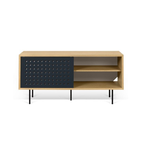 TV komoda v dekoru dubového dřeva s černobílými detaily TemaHome Dann Dots, délka 135 cm-image-4