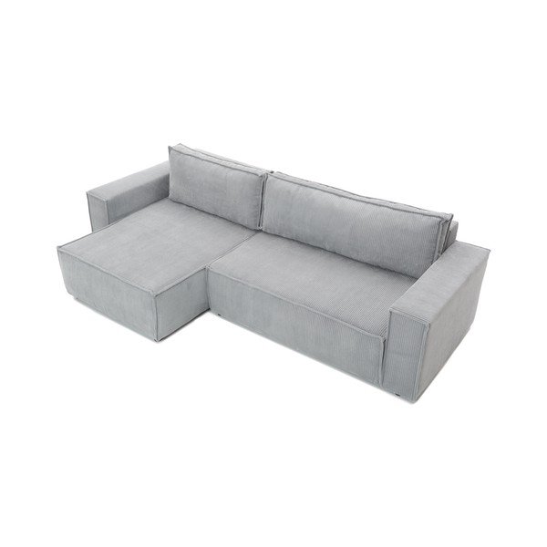 Divano letto variabile in velluto a coste grigio chiaro Divano letto angolare Bowie - Bonami Selection-image-4