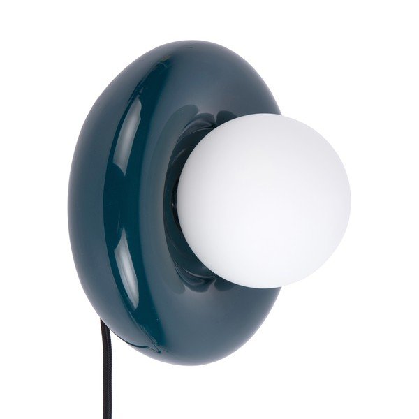 Lampada da parete blu scuro in ceramica con alimentazione a corrente Catania Ring – Leitmotiv
