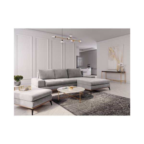 Divano letto angolare grigio chiaro, angolo destro Planet - Windsor & Co Sofas-image-1