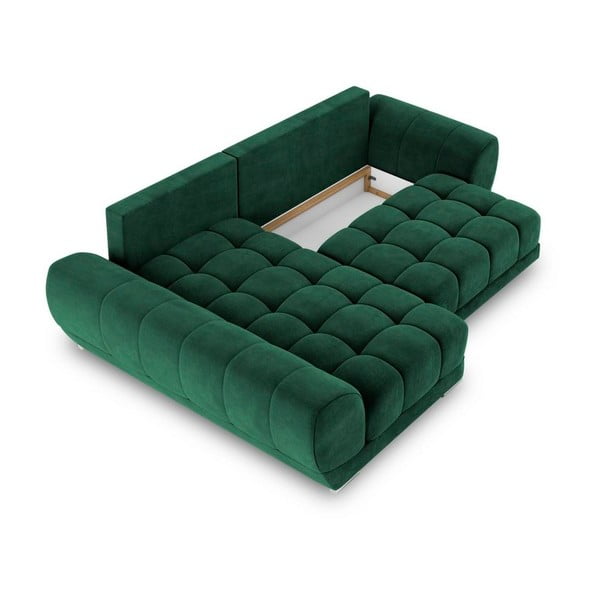 Divano letto angolare verde chiaro con rivestimento in velluto, angolo sinistro Nuage - Windsor & Co Sofas-image-4