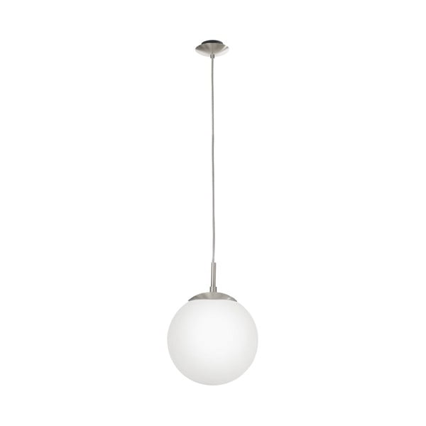 Lampadario bianco/argentato con paralume in vetro ø 20 cm RONDO – EGLO