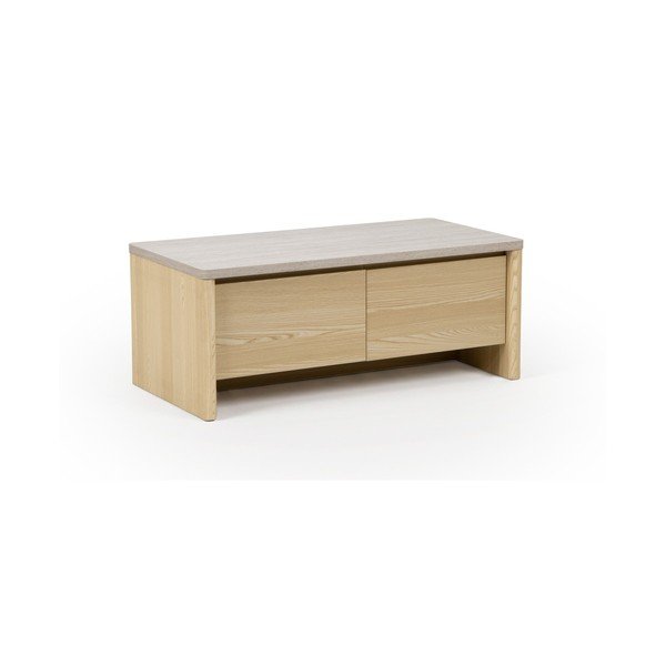 Tavolino da salotto bianco/colore naturale chiaro con effetto rovere 40x100 cm Dore – Marckeric