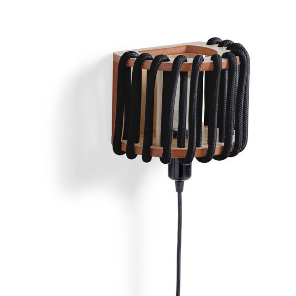 Lampada da parete nera con struttura in legno, lunghezza 20 cm Macaron - EMKO-image-2