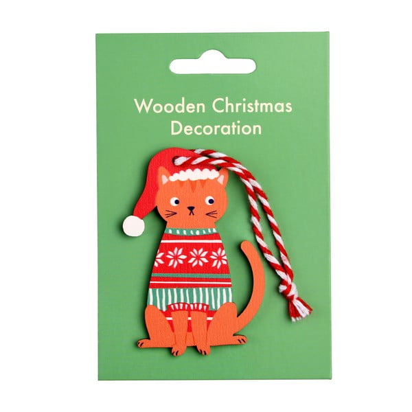 Decorazione per albero di natale in legno 5 cm Ginger Cat – Rex London-image-2