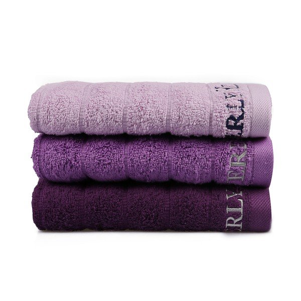 Set di 3 asciugamani in cotone viola, 90 x 50 cm - Unknown-image-1