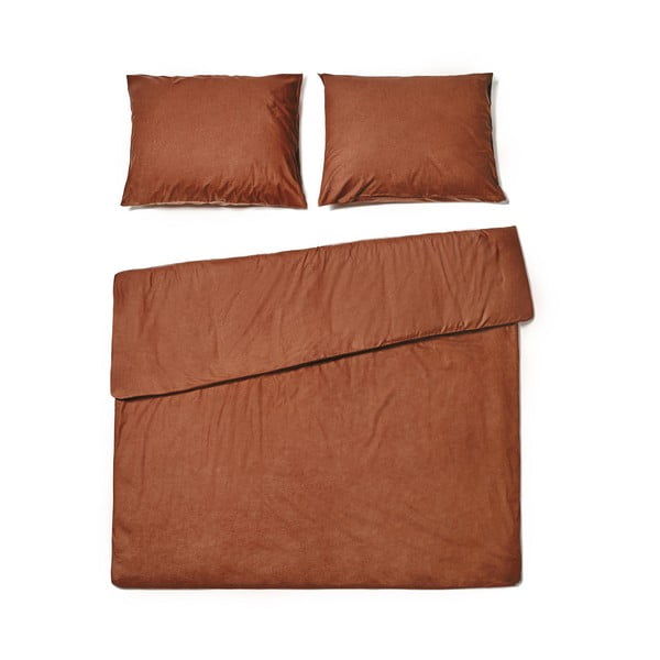Lenzuola per letto matrimoniale in cotone stonewashed, color marrone castagna, 160 x 220 cm. - Bonami Selection