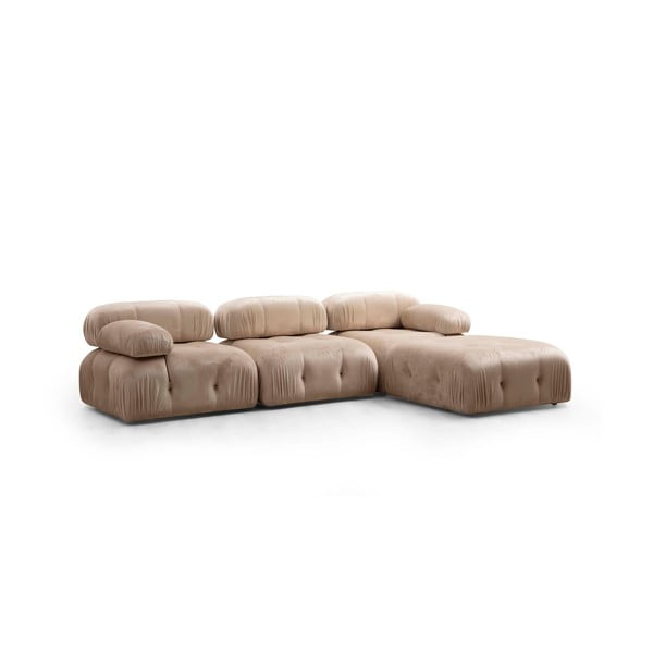 Divano angolare in velluto beige (variabile) Bubble - Artie