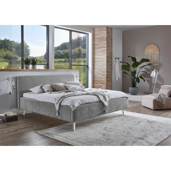 Letto matrimoniale imbottito grigio rete non inclusa 160x200 cm Mattis – Meise Möbel-image-1