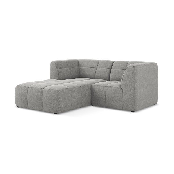 Divano angolare grigio (con penisola a sinistra/con chaise lounge) con rivestimento in bouclé Aloha – Makamii-image-2