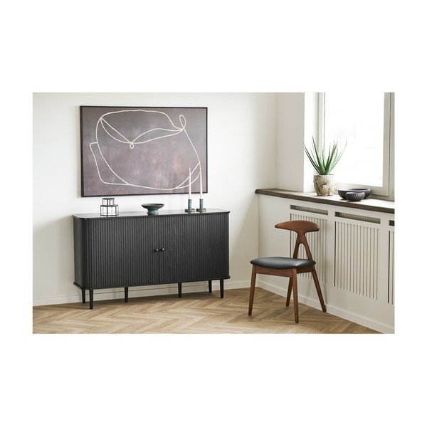 Sedia da pranzo nera/marrone scuro in rovere massiccio Lanuza – House Nordic-image-3