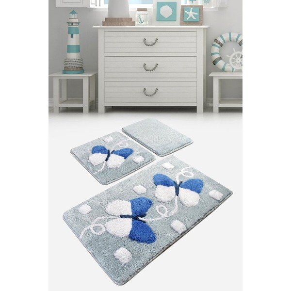 tappetini da bagno blu chiaro in set da 3 100x60 cm - Foutastic-image-2
