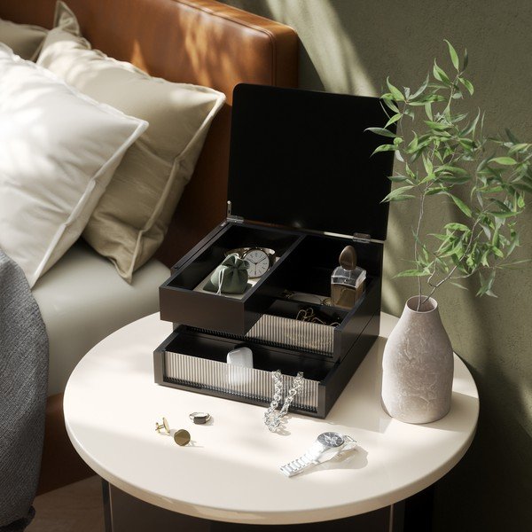 Organizer da bagno nero opaco in legno Malibu – Umbra-image-3