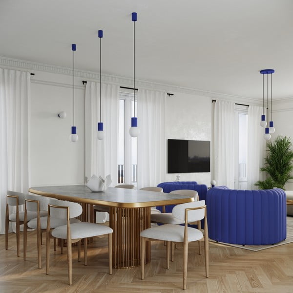 Lampadario blu scuro con paralume in vetro ø 25 cm Orbital – Sollux-image-2
