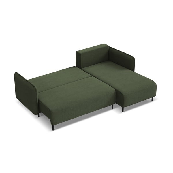Divano angolare verde allungabile/con contenitore (con penisola a destra) Luana – Makamii-image-2