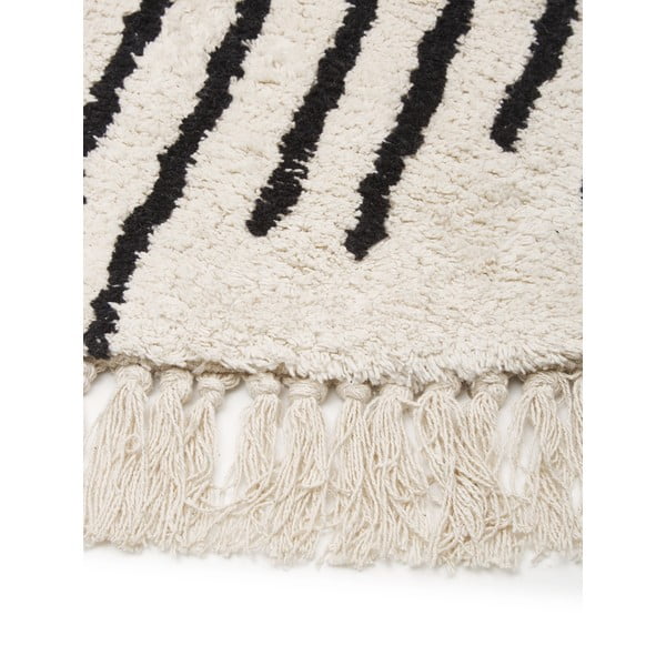 Tappeto in cotone beige e nero tessuto a mano , ø 150 cm Fini - Westwing Collection-image-4