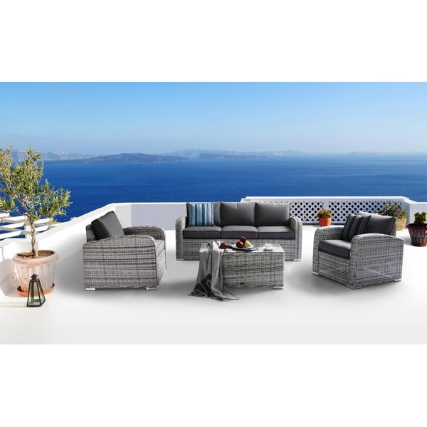 Set da giardino in rattan artificiale grigio per 5 persone Chicago - Rojaplast