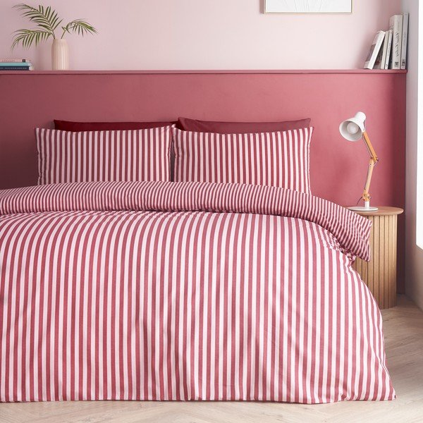 Set copripiumino e federa burgundy per letto singolo 135x200 cm Epping Textured Stripe – Catherine Lansfield