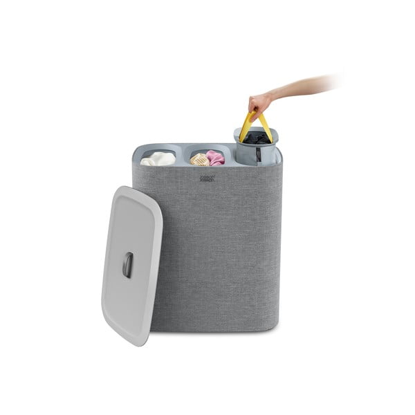 Cesto portabiancheria in tessuto grigio 90 l Tota Trio - Joseph Joseph-image-3