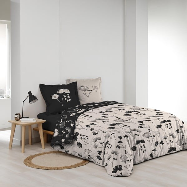 Biancheria da letto nera/beige in percalle di cotone per letto matrimoniale/per letto prolungato 240x220 cm Iris – douceur d'intérieur-image-2