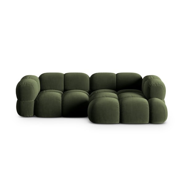 Divano angolare verde (con penisola a destra/con chaise lounge) con rivestimento in velluto Loretto – Cosmopolitan Design