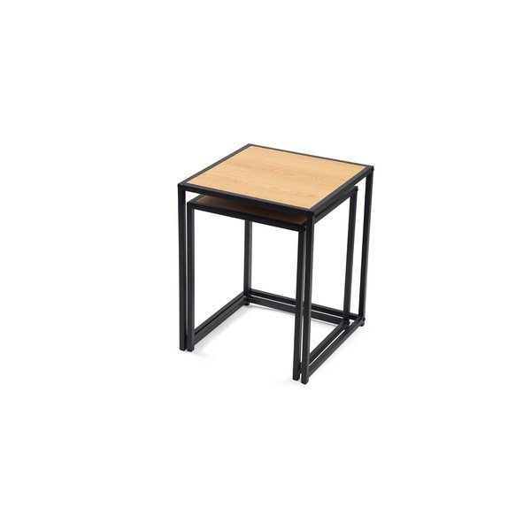 Set di tavolini con effetto rovere 2 pz 38x38 cm Noah – Bonami Essentials-image-3