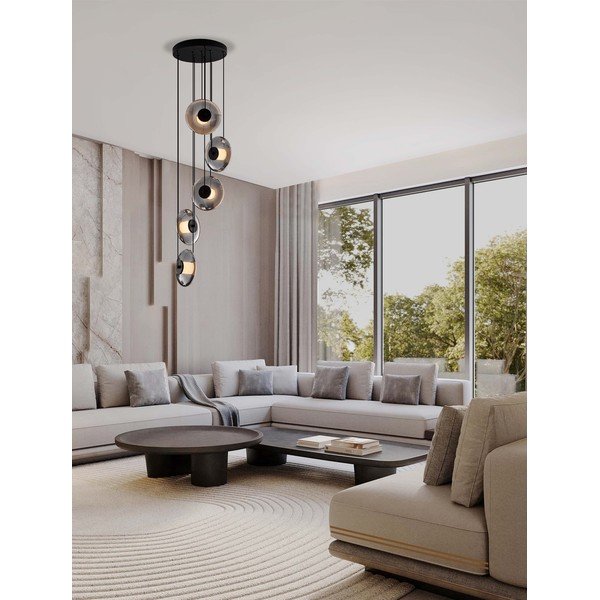 Lampadario LED nero opaco in vetro con intensità regolabile ø 40 cm Ballet – Nova Luce-image-1