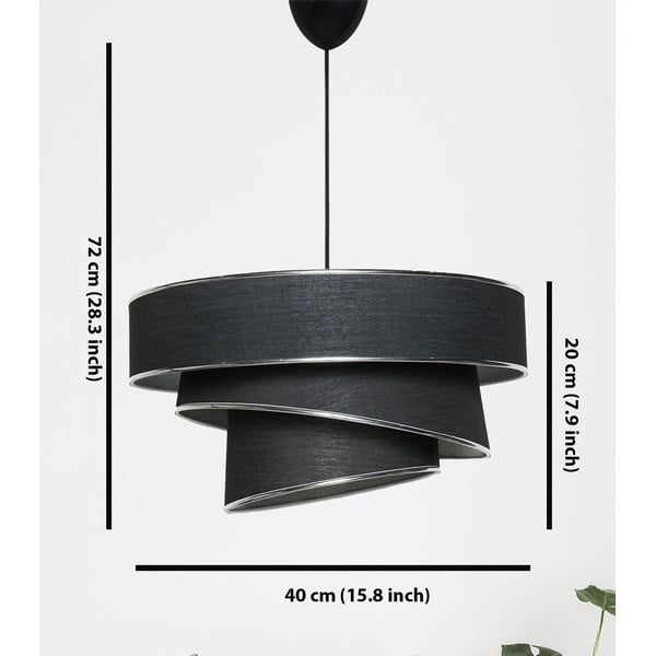 Lampadario nero/argentato con paralume in tessuto ø 40 cm Couper – Opviq lights-image-2
