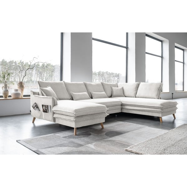 Divano letto angolare beige (angolo destro/"U") Charming Charlie - Miuform-image-3