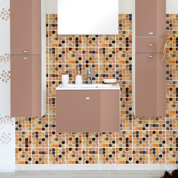 Set di 9 decalcomanie murali Piastrelle murali Mosaico Sabbiato, 15 x 15 cm - Ambiance-image-3