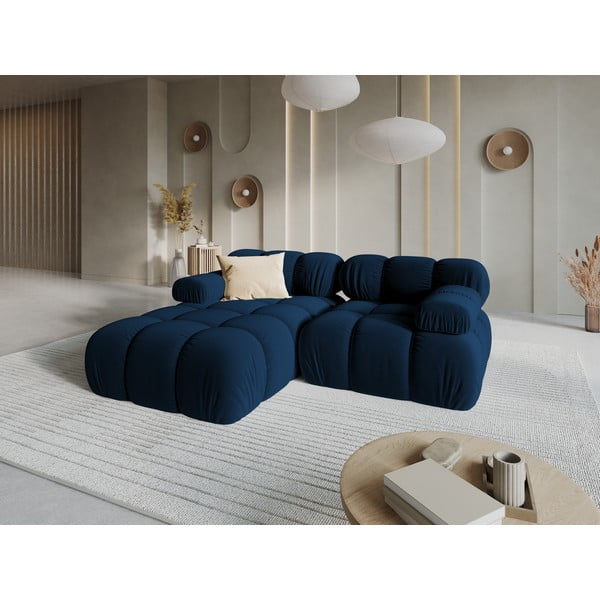 Divano in velluto blu 191 cm Bellis - Micadoni Home-image-1