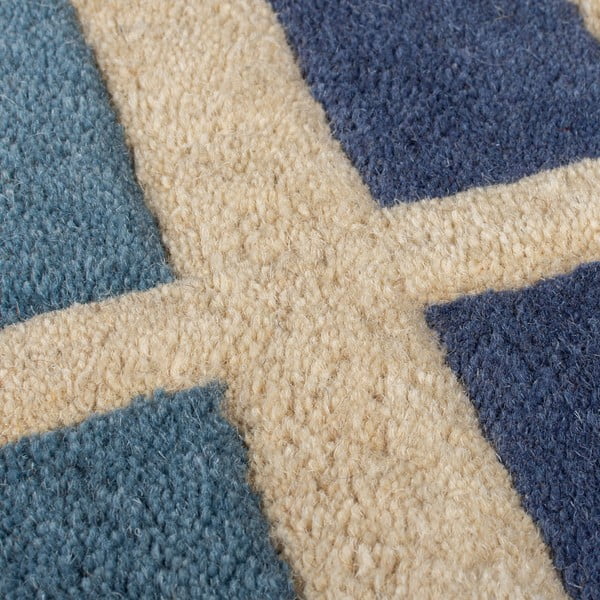 Tappeto in lana blu-arancio tessuto a mano 120x170 cm Retro Blocks - Flair Rugs-image-3