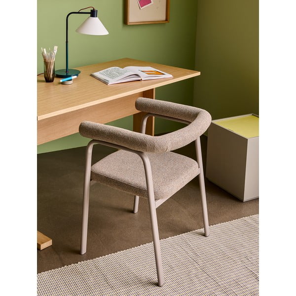 Set di sedie da pranzo beige in imbottito con braccioli 2 pz Ecto – Hübsch-image-1