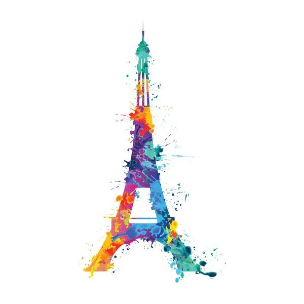 Adesivo murale Decalcomania Torre Eiffel Design Acquerello, 105 x 60 cm - Ambiance-image-2