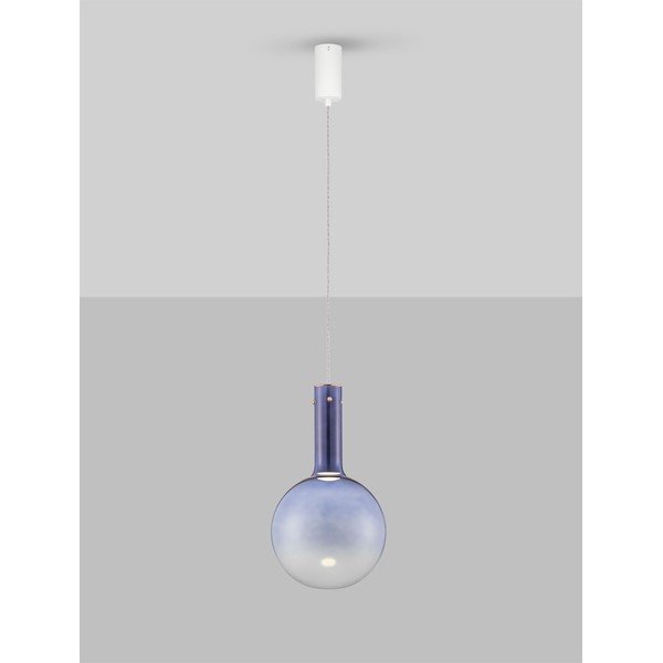 Lampadario LED blu in vetro con intensità regolabile ø 25 cm Nostos – Nova Luce-image-4